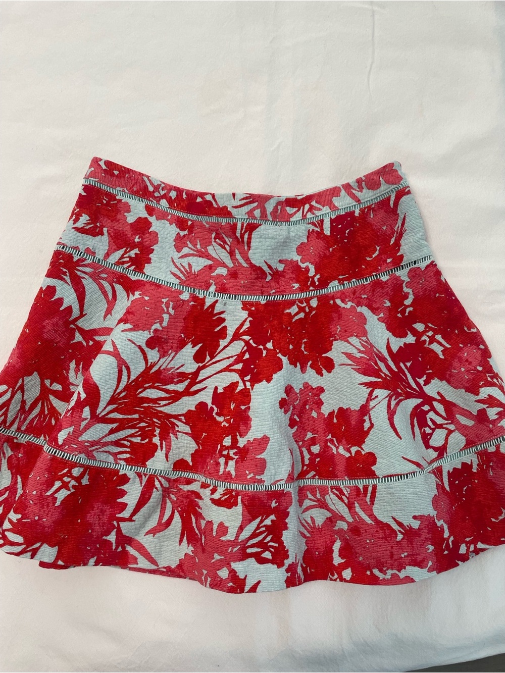 Banana Republic Red Floral Skater Skirt